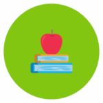 apple sitting on books